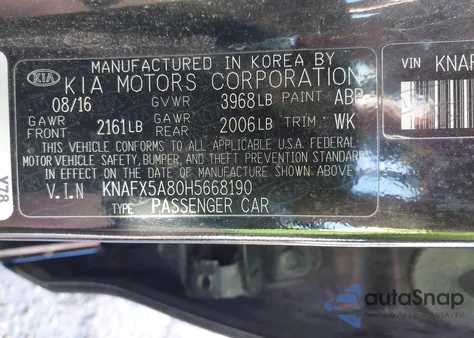 2017 Kia Forte Ex z USA, uszkodzony, nr VIN KNAFX5A80H5668190